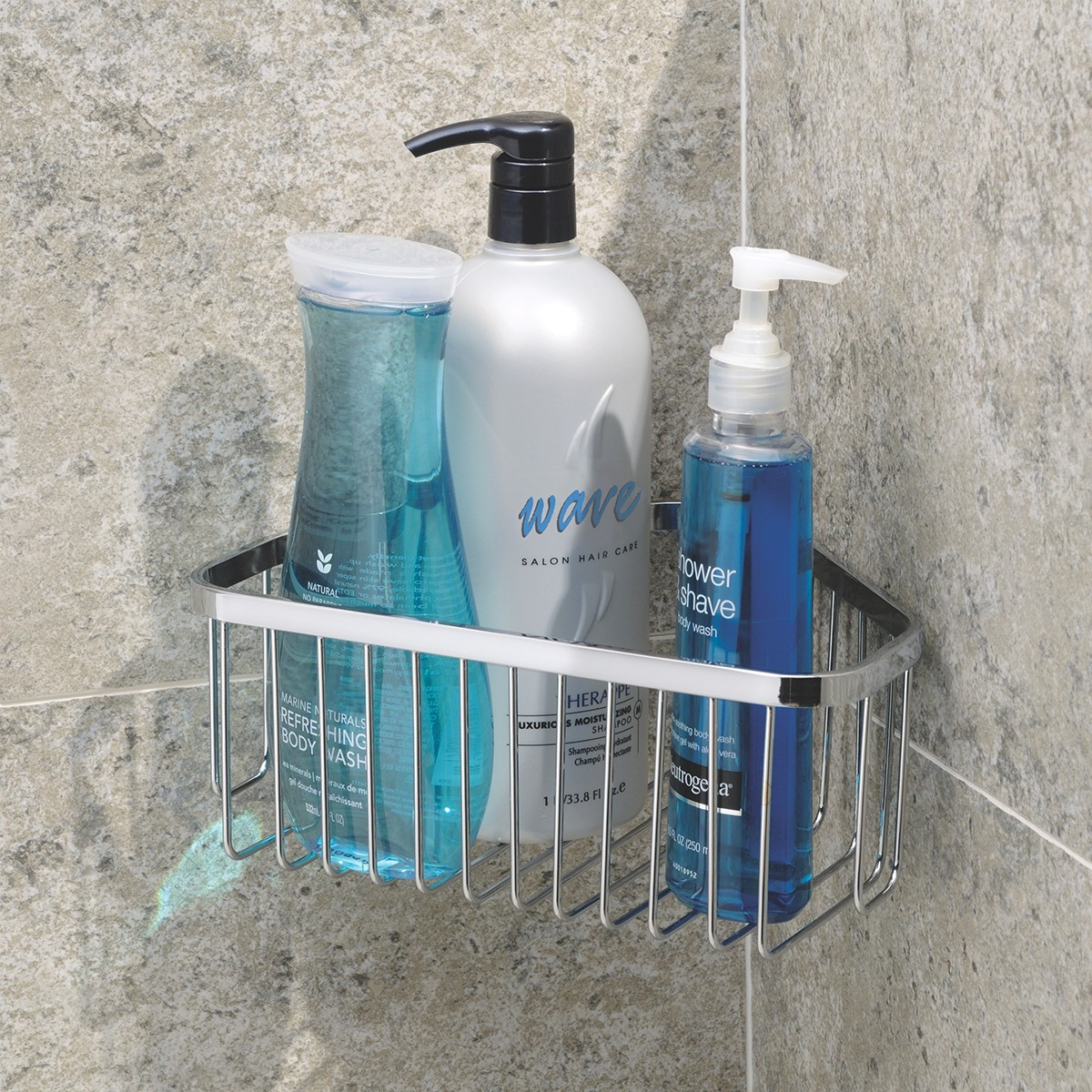 Etagère douche acier Rangement coin douche