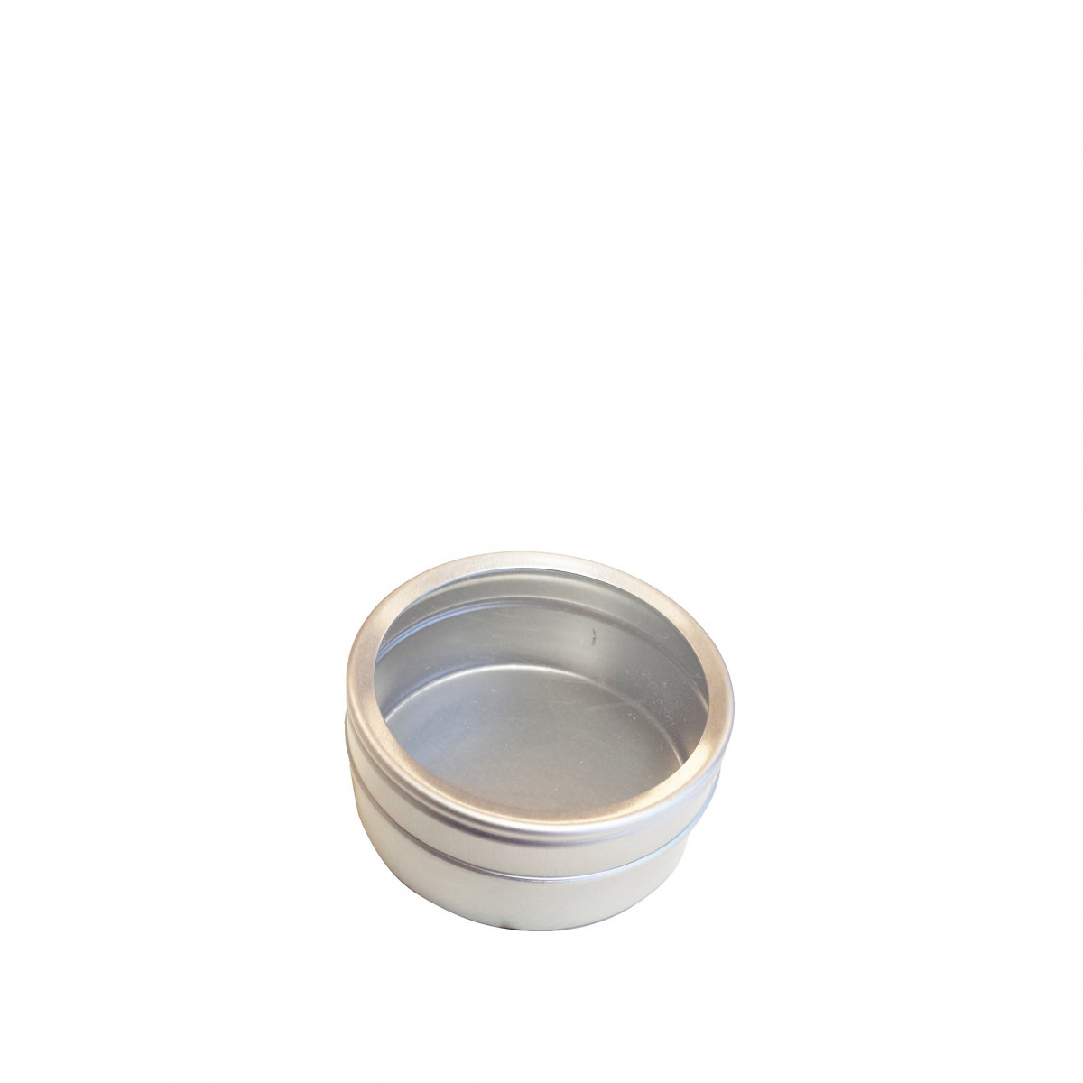 Boîte métal ronde avec fenêtre rangement