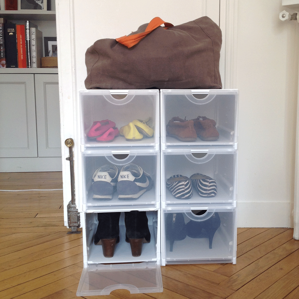 Boîte rangement chaussures plastique empilable