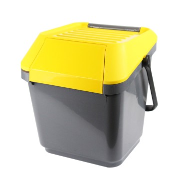 Poubelle de recyclage grise et jaune