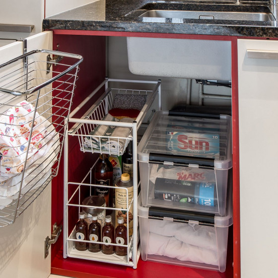 Salle De Bains Etagere Sous Evier De Cuisine Salon Panier Coulissant Pour Placard Support /égouttoir /à Vaisselle /à 2 Niveaux De Haute Qualit/é Panier Coulissant Noir Chambre /à Coucher