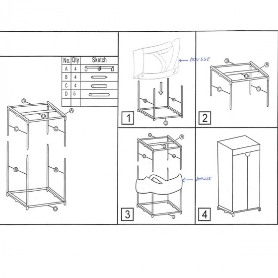 Armoire Penderie En Tissu Montage Bright Shadow Online