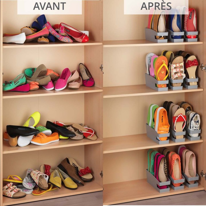 Range chaussures plates gain de place - Lot de 3