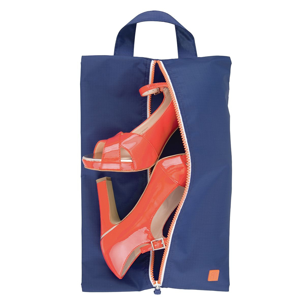 Sac à chaussures de voyage Bleu marine & orange