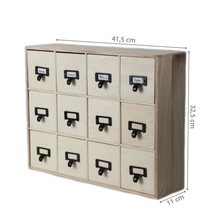 Casier en bois - 12 tiroirs de 10x10x10Casier de rangement 12 tiroirs