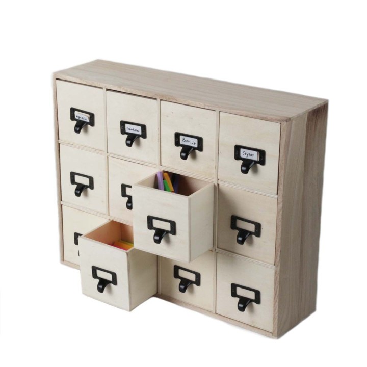 Casier en bois - 12 tiroirs de 10x10x10Casier de rangement 12 tiroirs