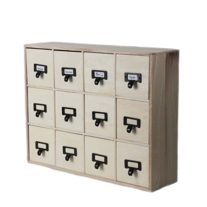 Casier en bois - 12 tiroirs de 10x10x10Casier de rangement 12 tiroirs