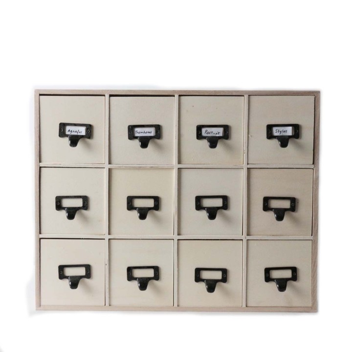 Casier en bois - 12 tiroirs de 10x10x10Casier de rangement 12 tiroirs