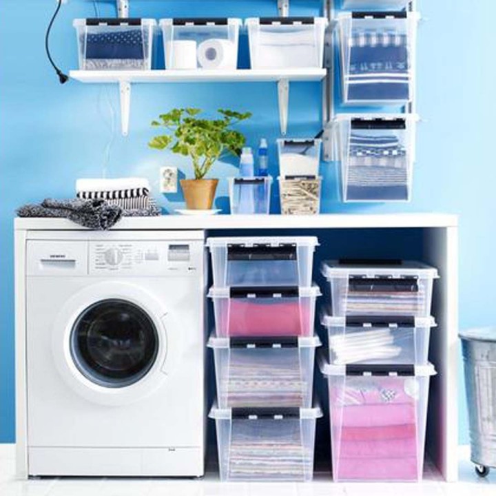 Boîte de rangement transparente avec couvercle - 32 L