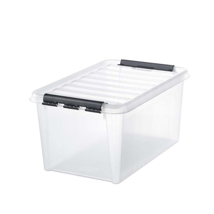 Boîte de rangement transparente avec couvercle - 32 L