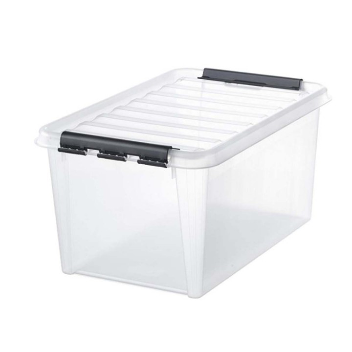 Grande boîte de rangement en plastique transparent avec couvercle - 47 litres