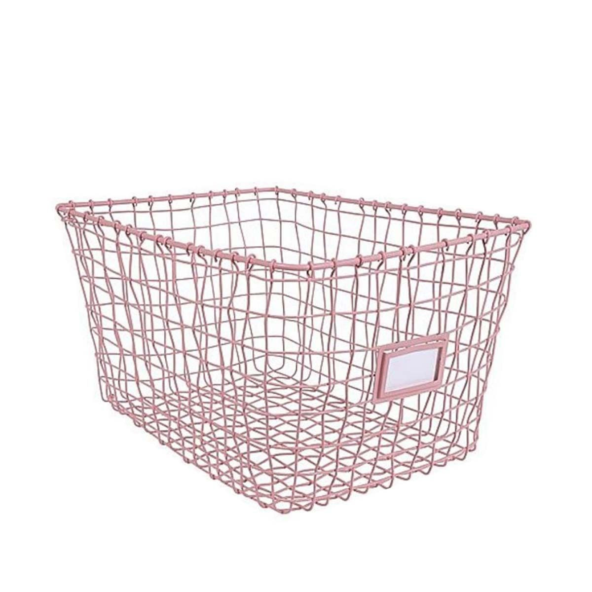 Panier en métal rose - Rectangulaire - 22x38x28