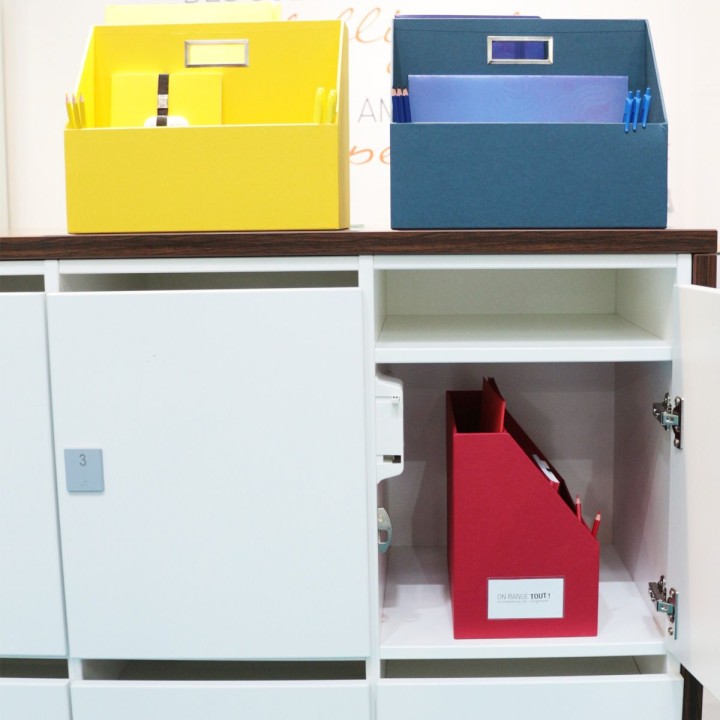 Casier interne pour bureau partagé - En carton bleu