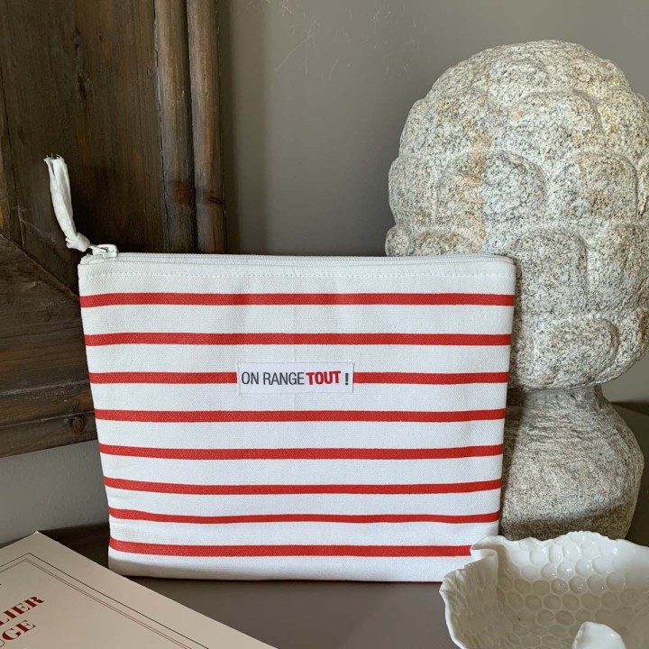 Maxi pochette rayée rouge et blanc - 20x22
