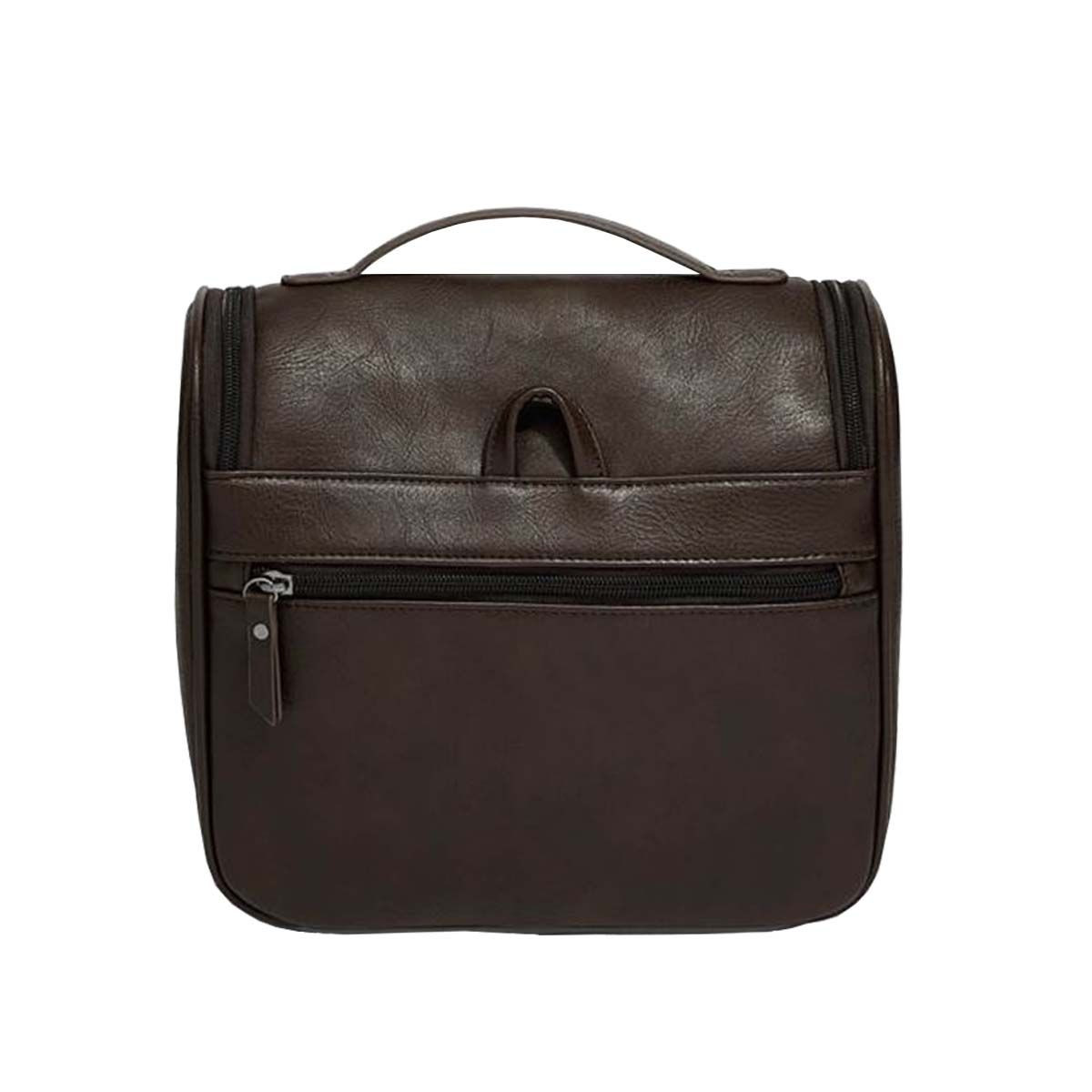 Trousse de toilette ?� suspendre en simili cuir marron - Pour homme