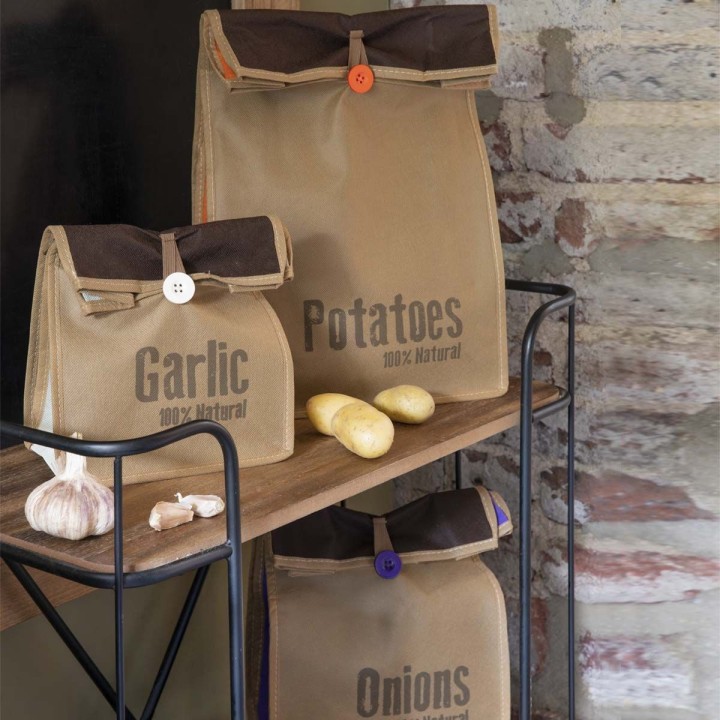3 sacs conservation : ail, oignon, pomme de terre