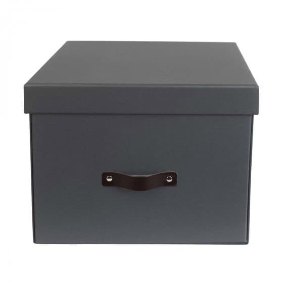 Detail of Grande boîte de rangement en carton gris anthracite