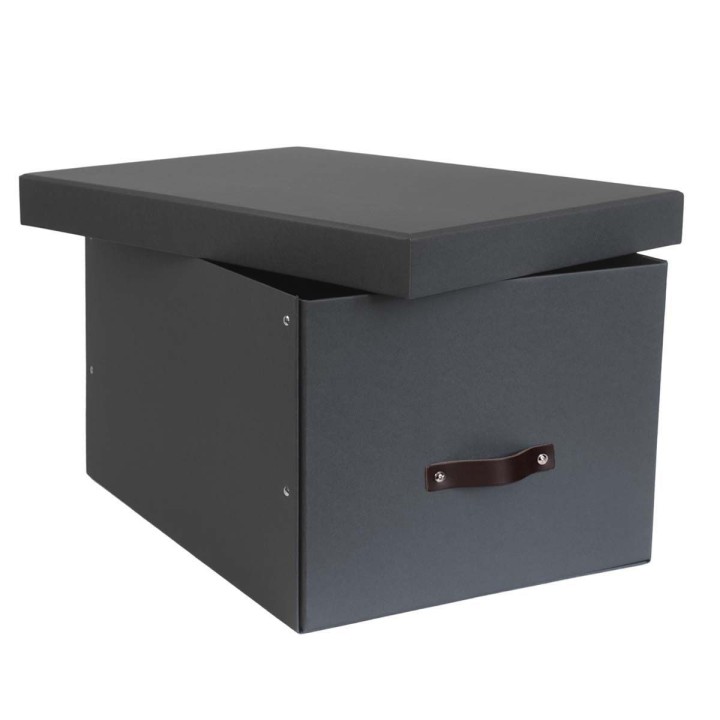 Grande boîte de rangement en carton gris - 28x38x50