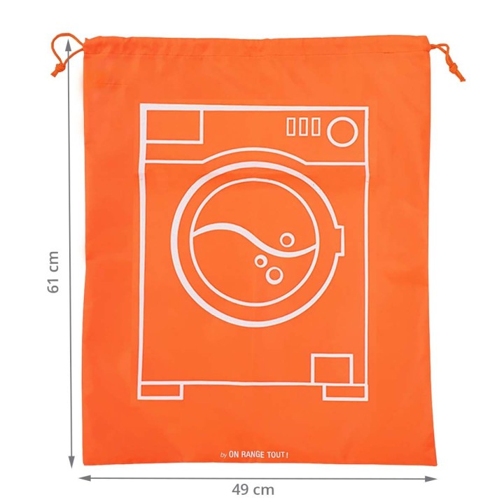 Sac à linge sale orange fluo - 61 x 49