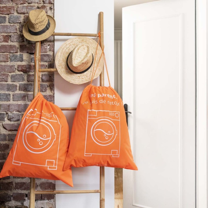 Sac à linge sale orange fluo - 61 x 49