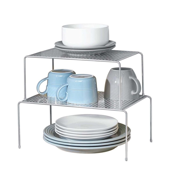 2 demi-étagères de placard superposables ou extensibles en métal - Cuisine