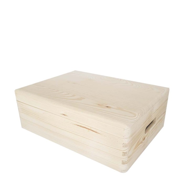 Boîte de rangement en pin FSC avec couvercle - 14x40x30
