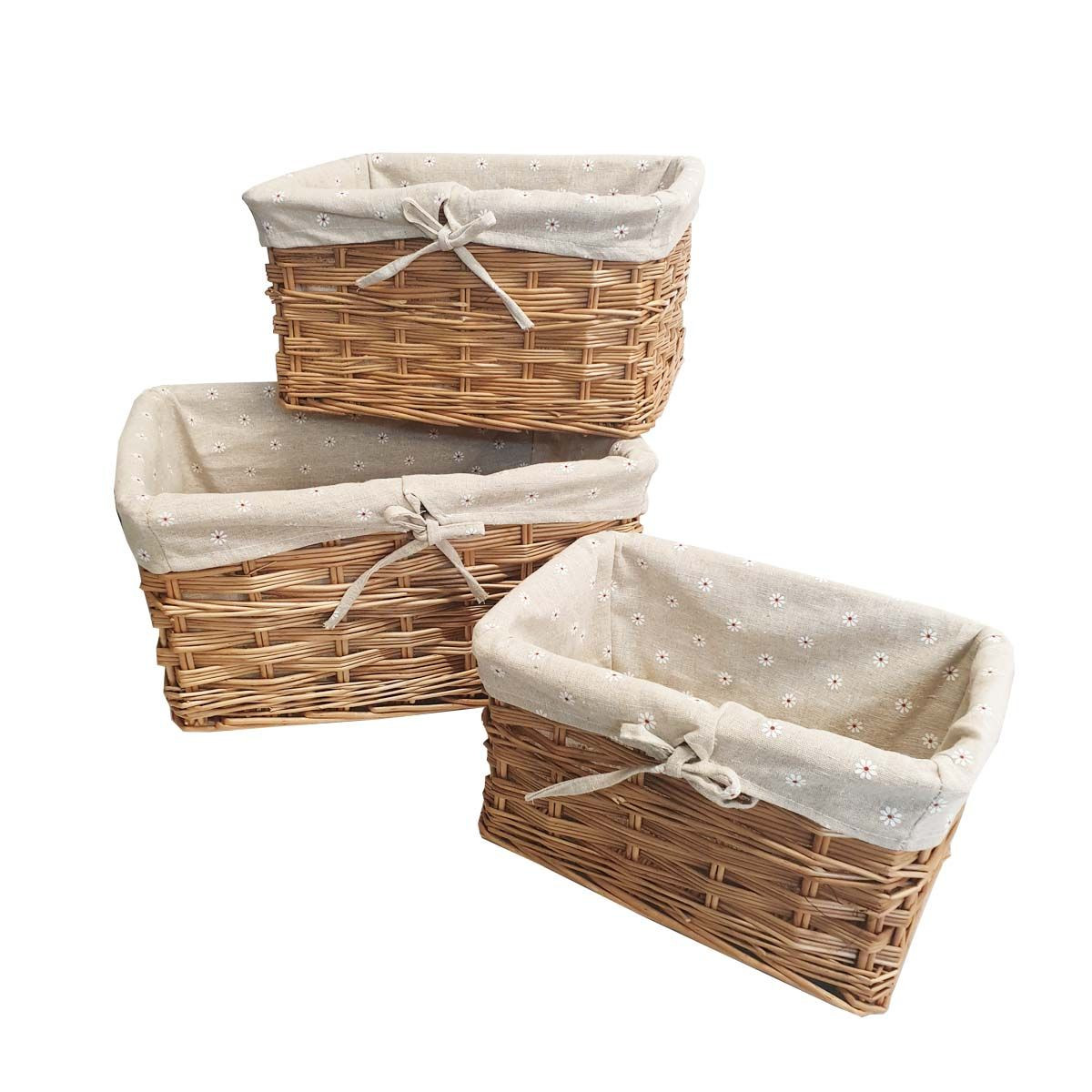 Paniers gigognes en osier avec coton Lot de 3