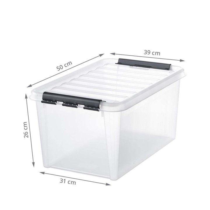 Boîte de rangement transparente avec couvercle - 32 L