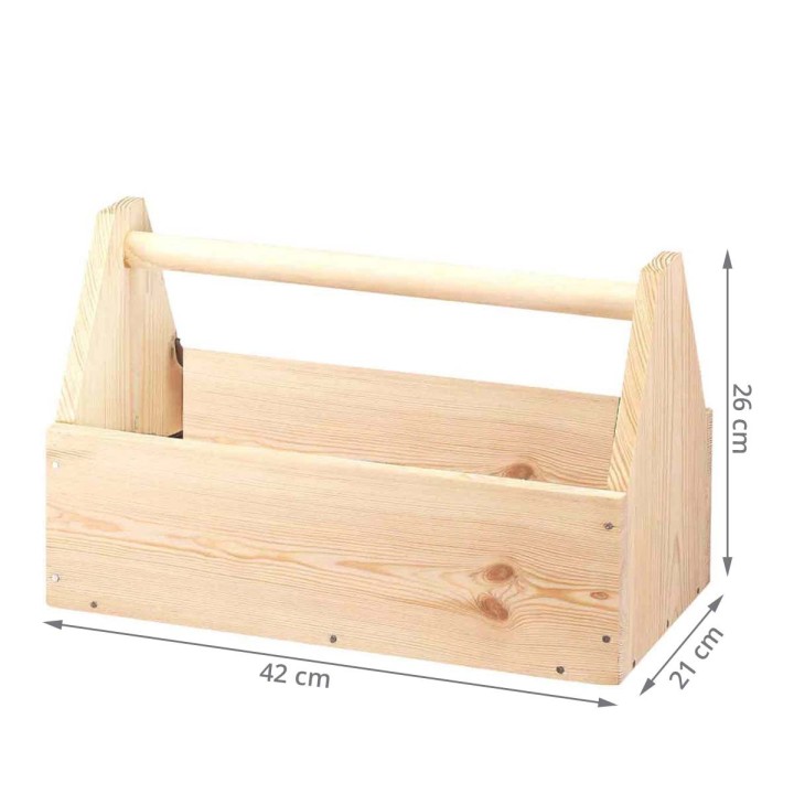 Caisse à outils en bois massif FSC - Rangement bricolage