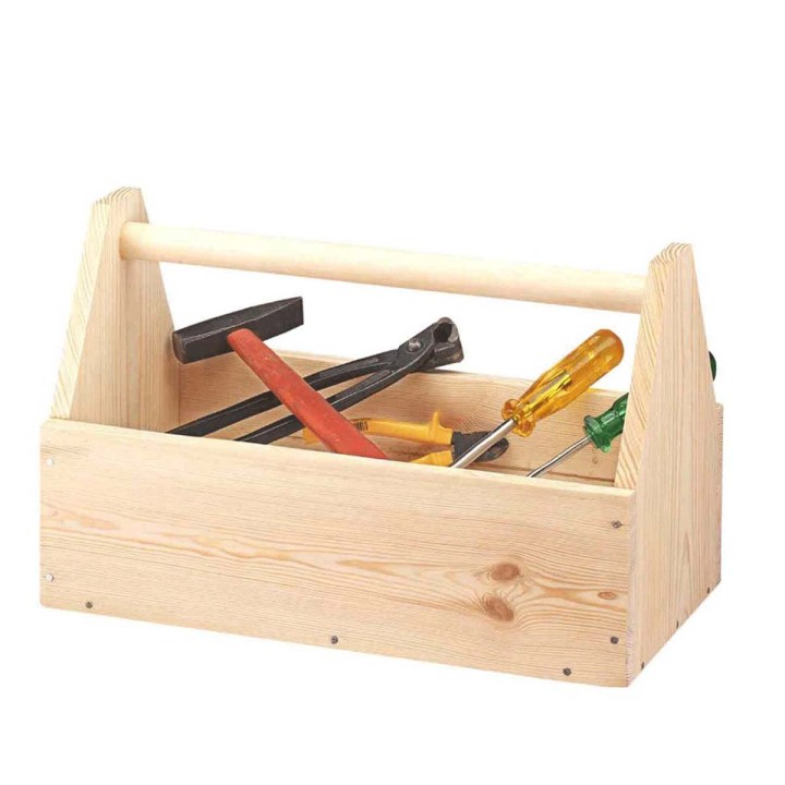 Caisse à outils en bois massif FSC - Rangement bricolage