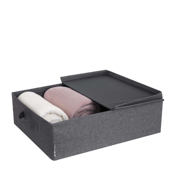 Grande boîte de rangement plate et rigide en tissu - 16x55x46