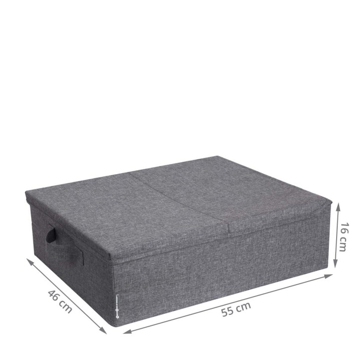 Grande boîte de rangement plate et rigide en tissu - 16x55x46