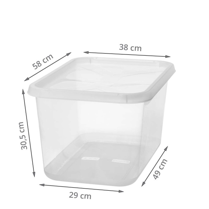 Boîte en plastique transparent avec couvercle 44 litres