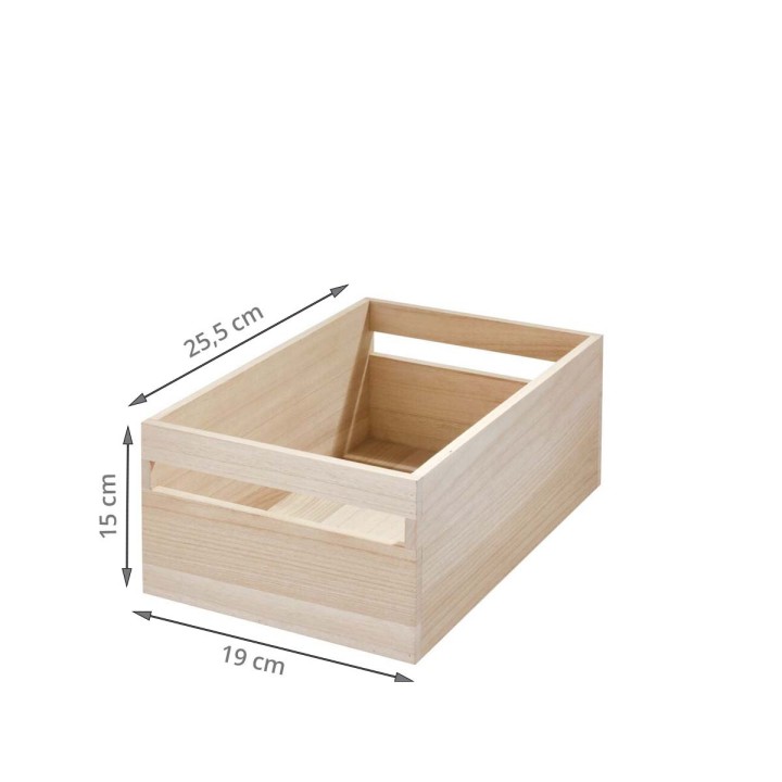 Caisse de rangement en bois léger de Pawlonia - 15x25x19 cm
