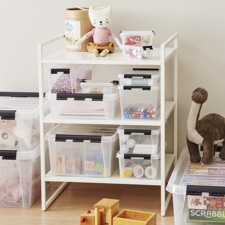 Boîte de rangement transparente avec couvercle - 32 L