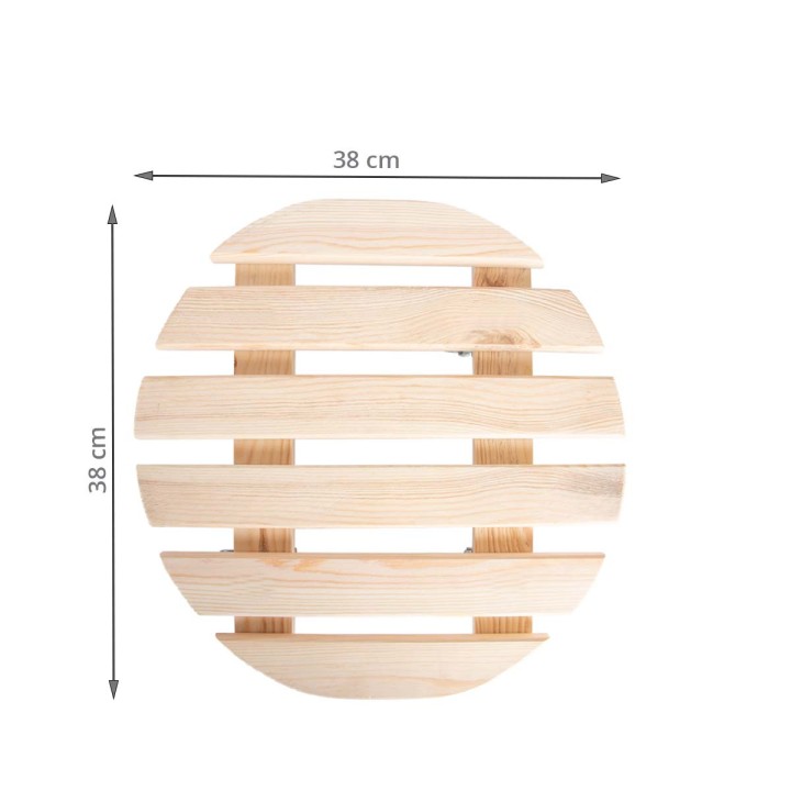 Roule pot en bois 38 cm de diamètre - Roues en métal et freins