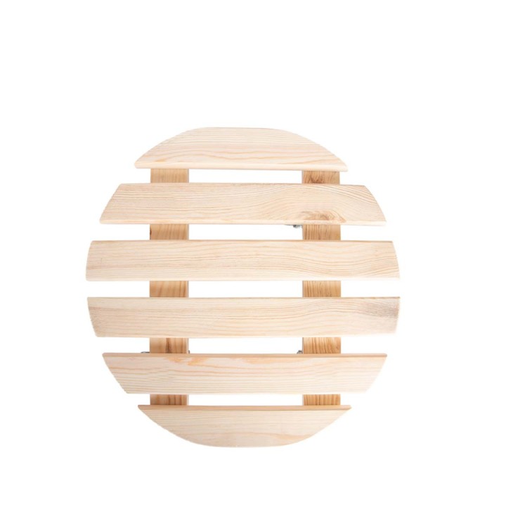 Roule pot en bois 38 cm de diamètre - Roues en métal et freins
