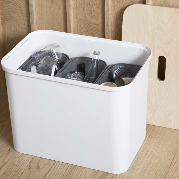 Poubelle banc 3 compartiments - 2 en 1 - Scandinave