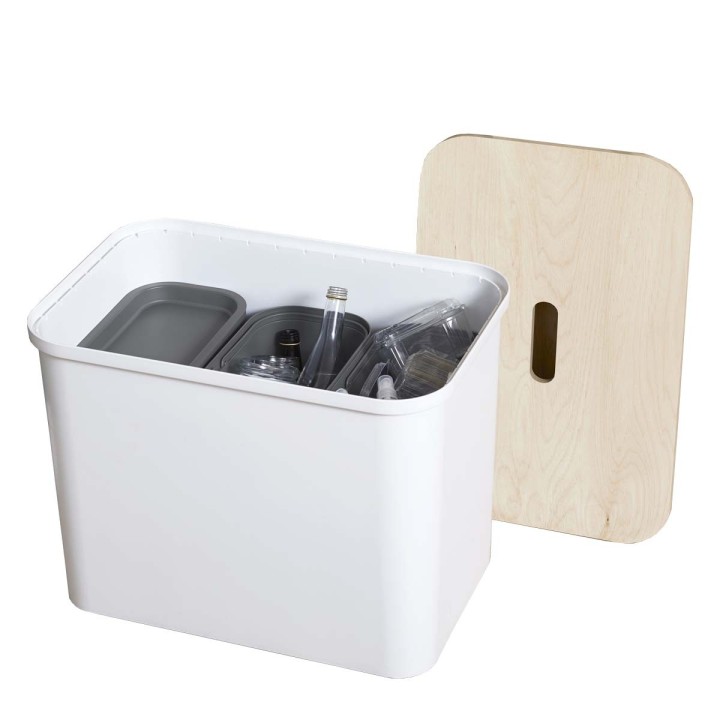 Poubelle banc 3 compartiments - 2 en 1 - Scandinave