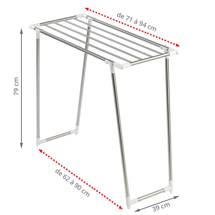 Etendoir à linge de douche en inox - Extensible