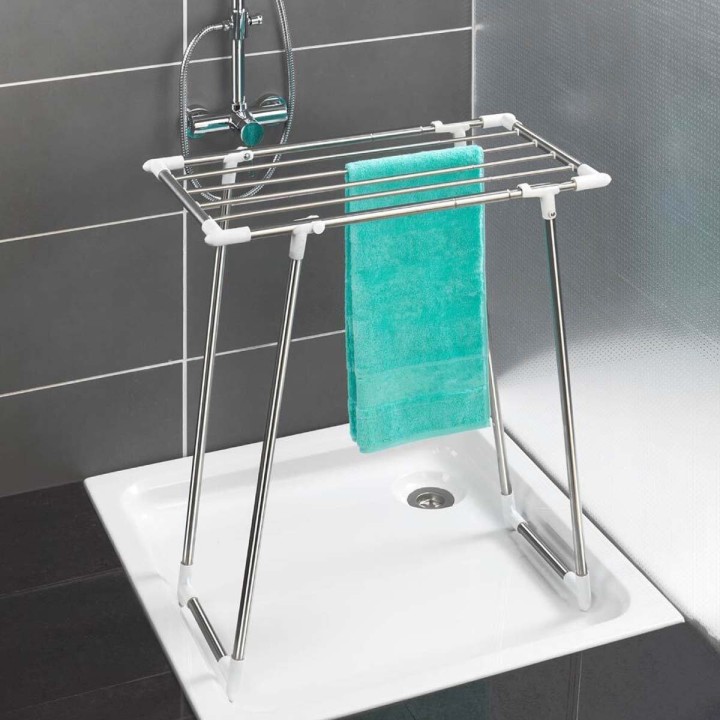 Etendoir à linge de douche en inox - Extensible
