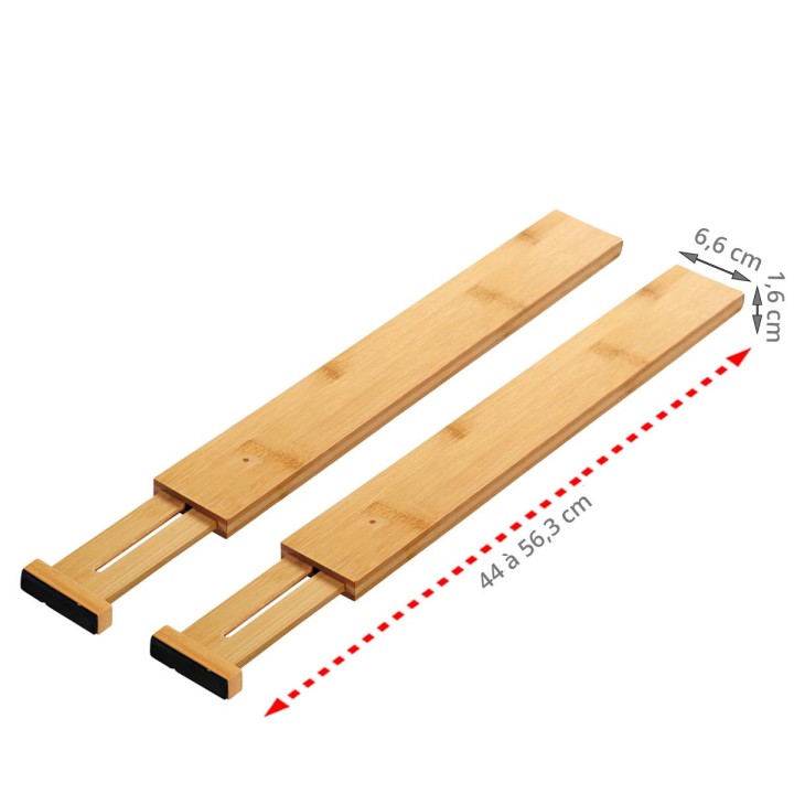 Séparateurs de tiroir en bambou - Extensibles