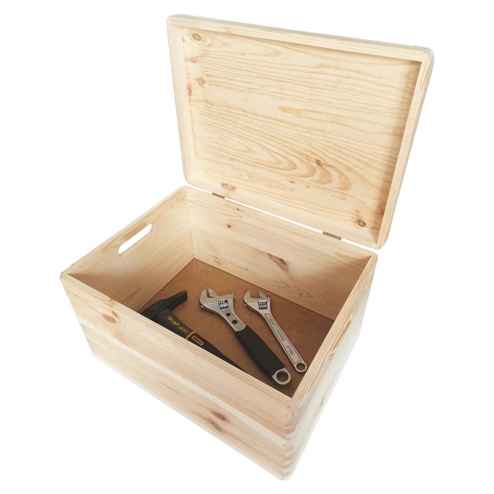Boîte de rangement en pin avec couvercle - 23x40x30