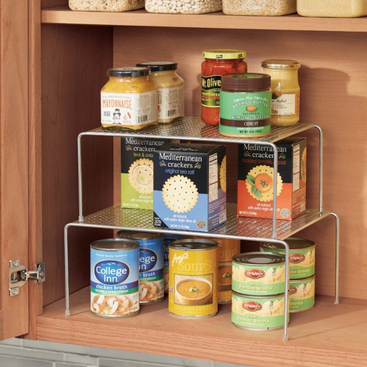 2 demi-étagères de placard superposables ou extensibles en métal - Cuisine