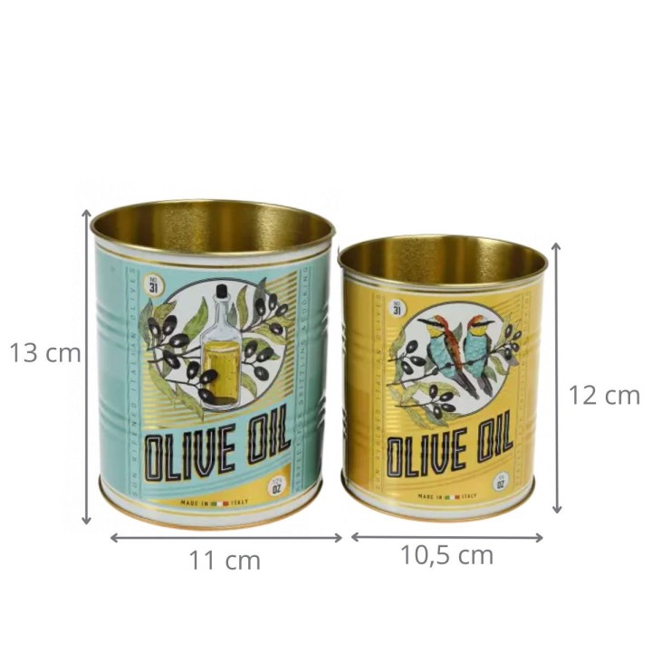 Rangements façon boîte de conserve - lot de 2 - Rétro