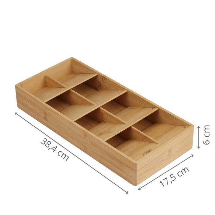 Porte-couverts compact en bois - 8 compartiments - 6x38,4x17,5 cm