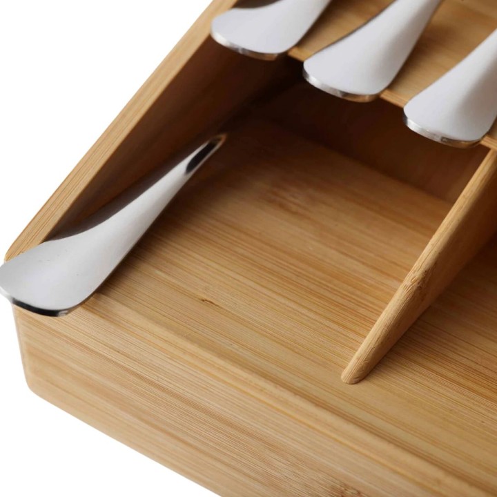 Porte-couverts compact en bois - 8 compartiments - 6x38,4x17,5 cm