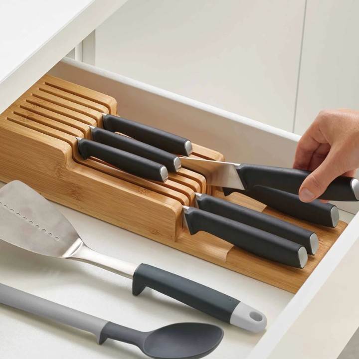 Range 9 couteaux pour tiroir de cuisine - Bois - 8,5x40x11,5