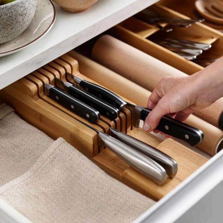 Range 9 couteaux pour tiroir de cuisine - Bois - 8,5x40x11,5