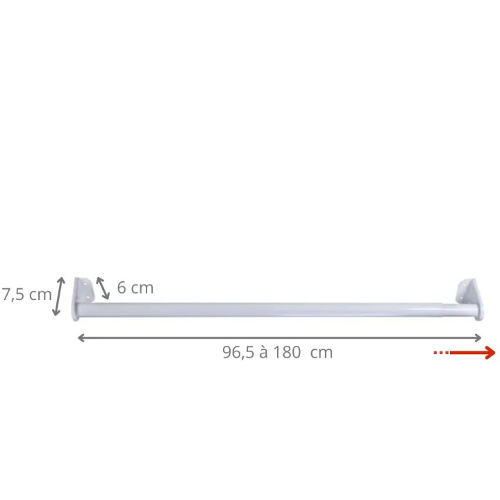 Tringle de penderie extensible - de 97 à 180 cm